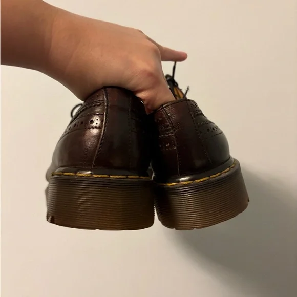 Vintage 1990s Dr. Martens Black and Brown Leather Wingtips Made in England 9 Vintage Dr. Martens 3989/34 Men Uk 8 Sz US 9 Brown Leather  main image 2